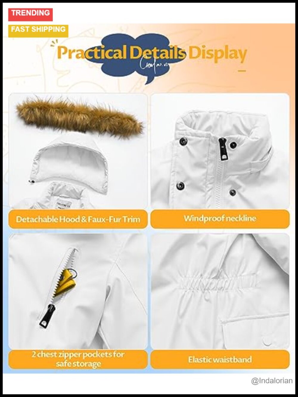 Girls Waterproof Long Puffer Coat, Sherpa Lined Winter Parka, Down Alternative - Picture 4 of 5